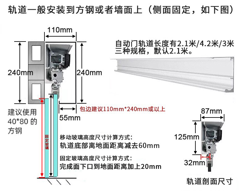 125自动门电机轨道尺寸