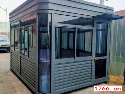 郑州不锈钢保安岗亭-门卫治安岗亭-小区收费岗亭吸烟亭厂家图2