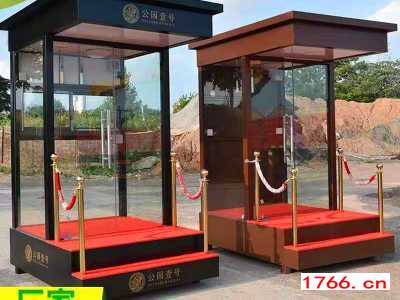 郑州不锈钢玫瑰金形象站台岗亭图3