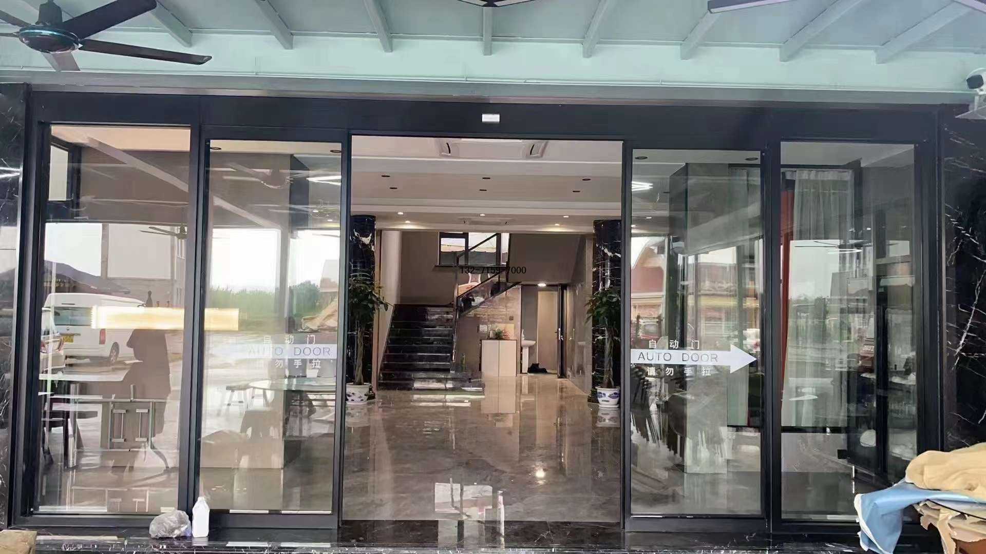 黑磨砂办公室自动感应门安装厂家