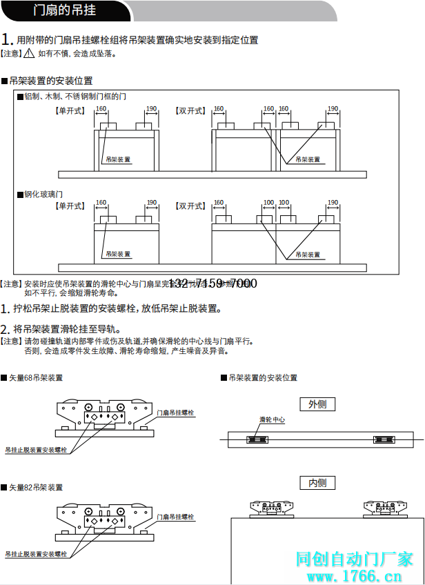 矢量自动门电机门扇的滑轮吊挂