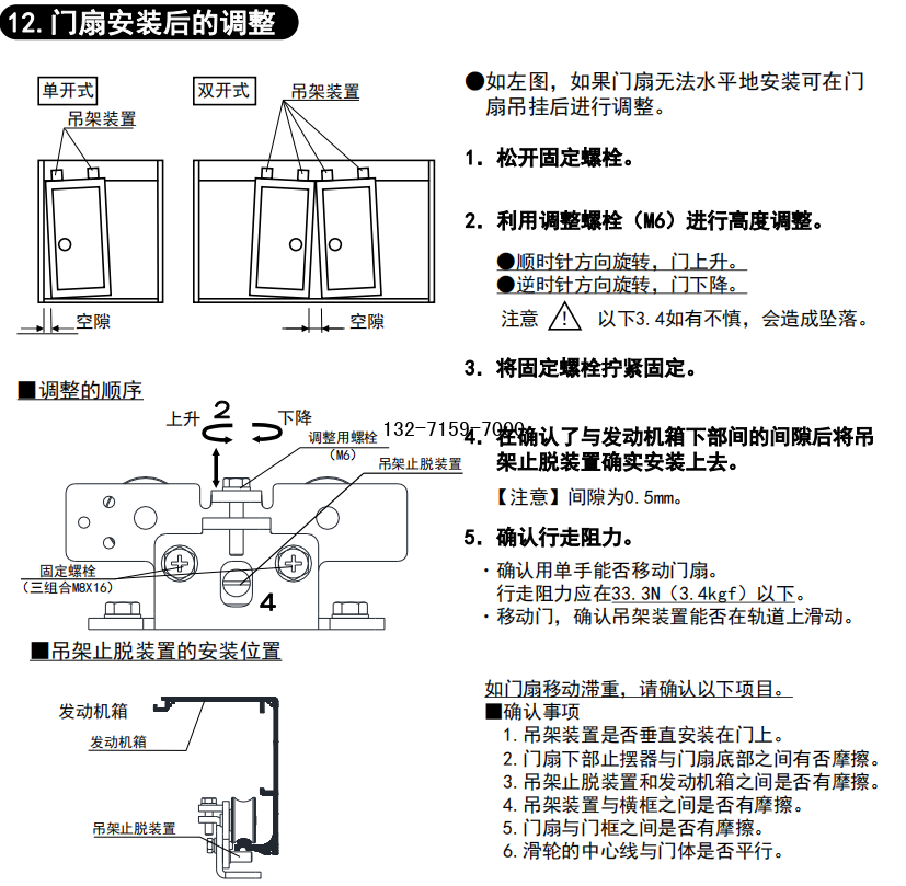 松下自动门门扇安装后的调整