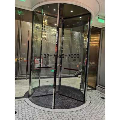 电动三翼自动旋转水晶门玻璃尺寸图纸及自动旋转门安装结构切面图图3