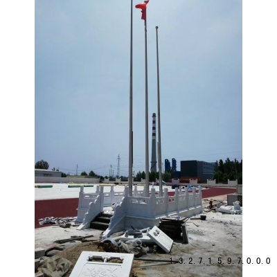 三根旗杆汉白玉旗杆台安装图2