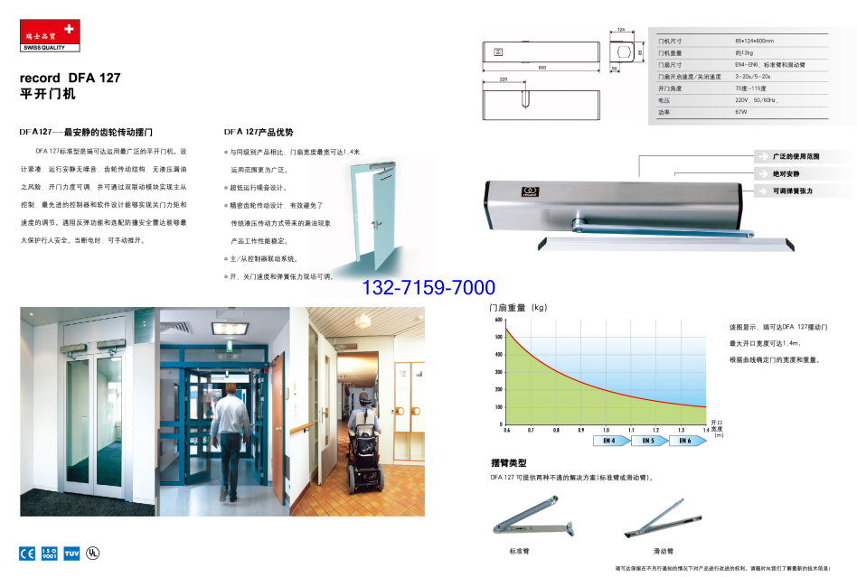 瑞可达自动门record DFA 127平开门机