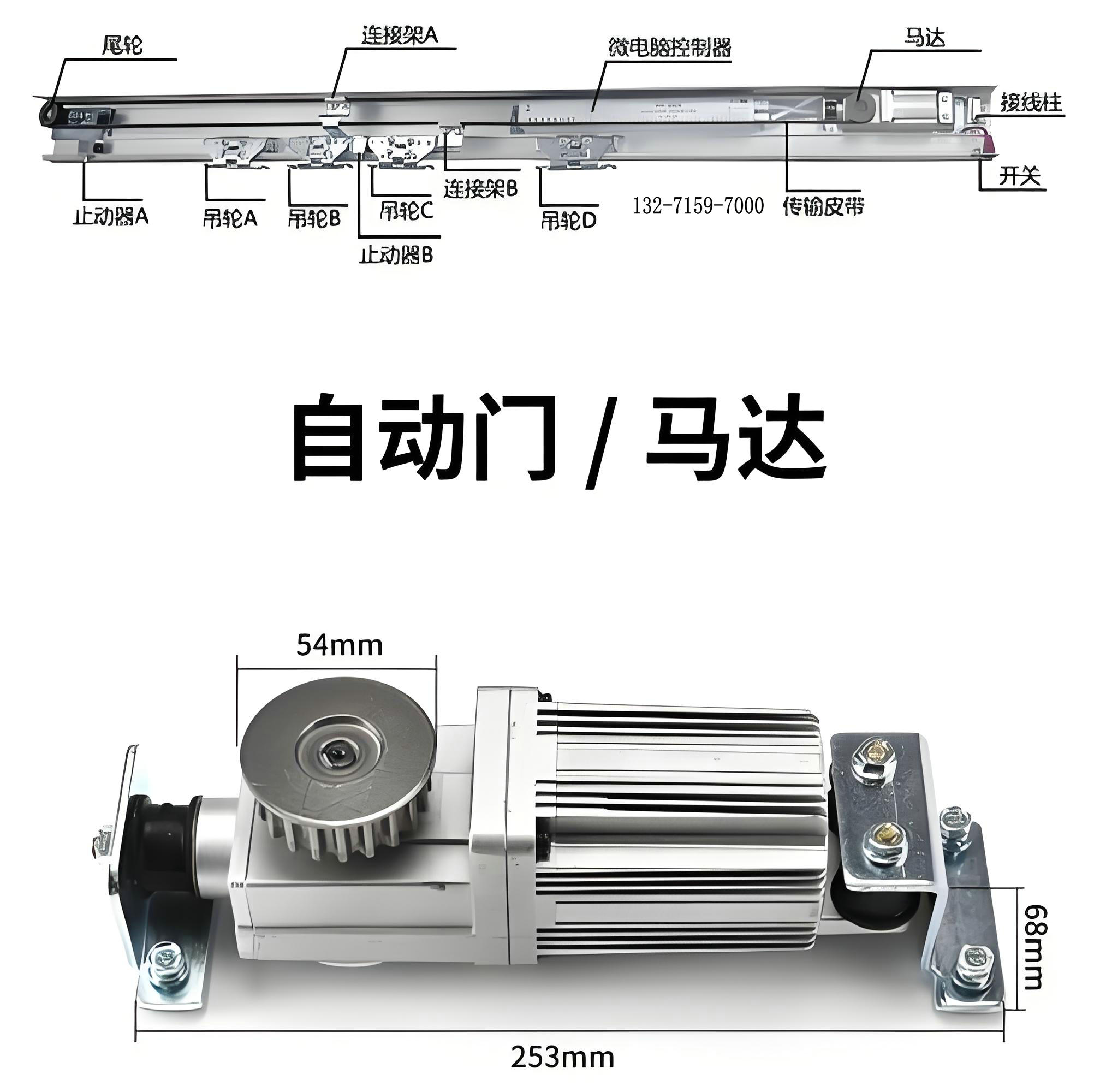 自动门电机与平移门机系统部件示意