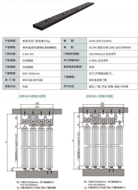 德恩科五联动磁悬浮自动门轨道参数与安装图 德恩科五联动磁悬浮自动门轨道参数与安装图