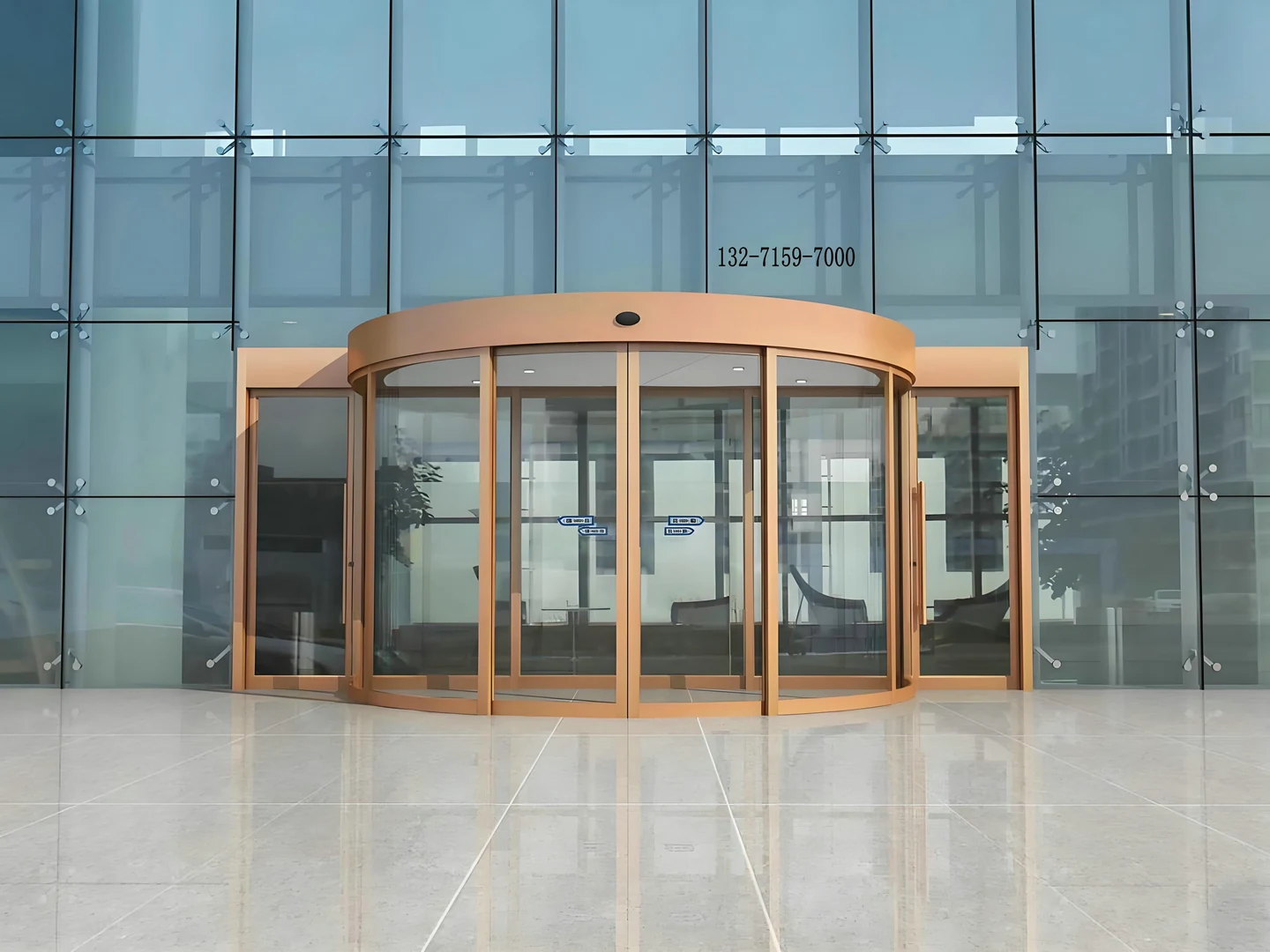 德恩科圆弧玻璃自动门入口展示图
