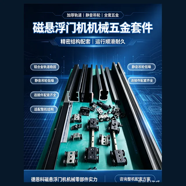 磁悬浮自动门滑轮轨道与五金件套装图