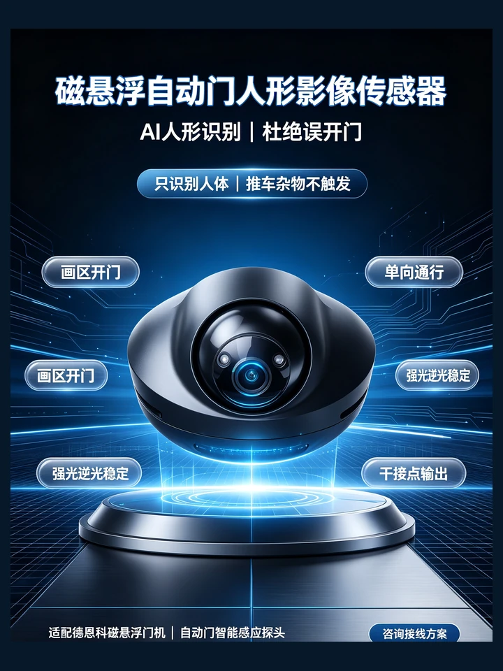 磁悬浮自动门人形检测感应器外观示意