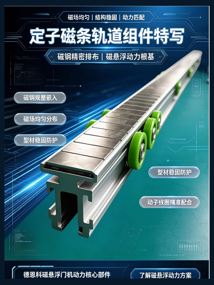 磁悬浮自动门直线电机动子与轨道组件辨识示意