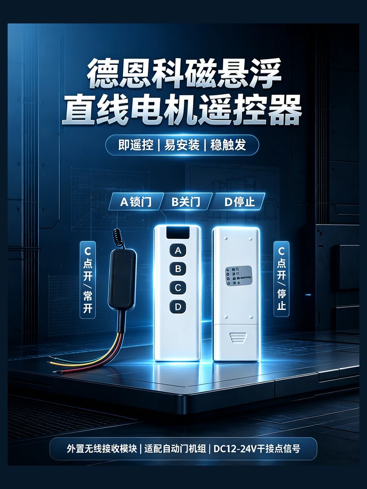磁悬浮自动门遥控器与接收模块外观示意