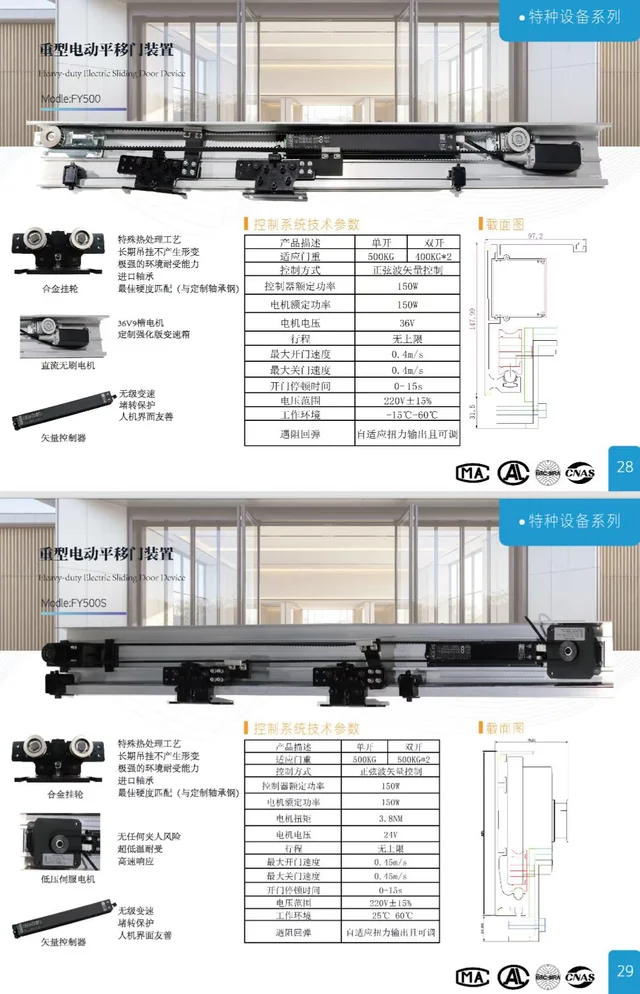 重型平移门装置 500-3000kg 选型：工厂/机场/医院场景适配
