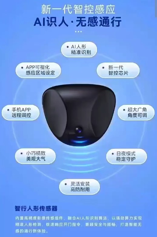 自动感应门防夹感应器：AI人形识别传感器外观与功能点