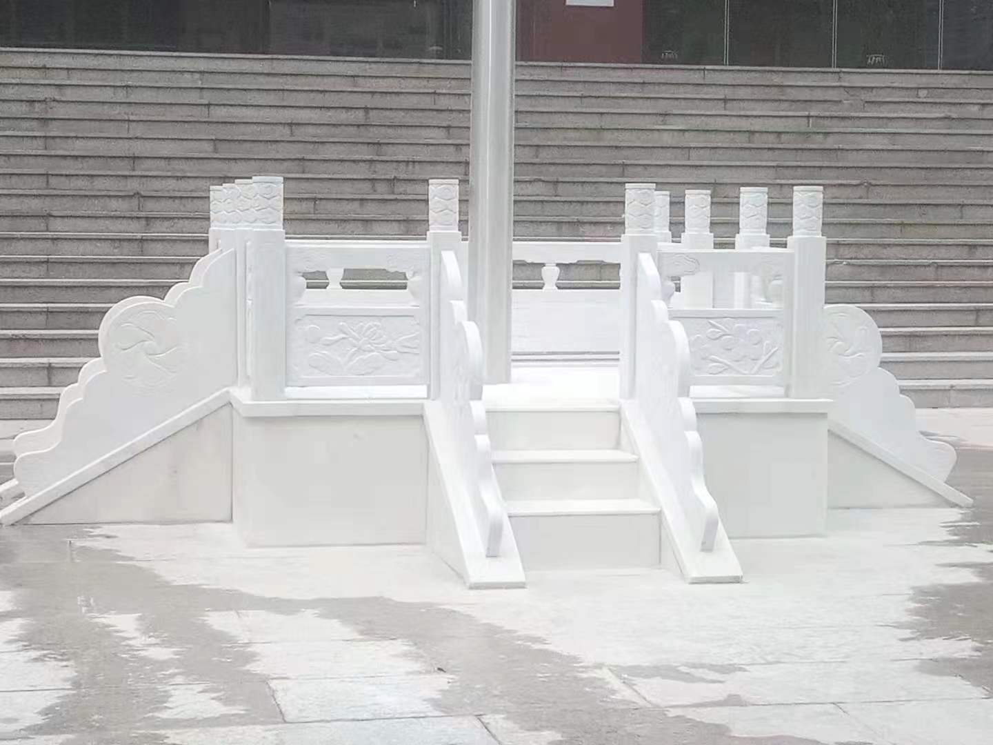 电动旗杆汉白玉旗台特写